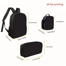 Ensemble 3 pièces : Sac à dos avec motif éclair de lutin vert pixel, sac à dos à la mode, sac à bandoulière portable et sac de papeterie - Noir - Voir 3