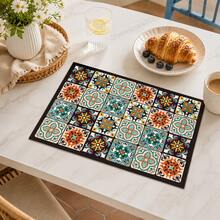 1pc Plaid Pattern Diatomaceous Earth Drying Mat, Non-Slip Heat-Resistant Absorbent Pad, Suitable For Kitchen Countertop, Coffee Machine, Tableware, Home Cafe Bar Party Decoration Placemat Gift - Multicolor - View 3