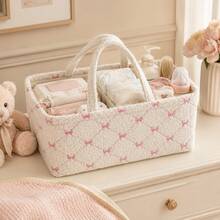 1pc Bow Pattern Diaper Storage Basket, Newborn Diaper Storage Box, Suitable For Nursery Use - Multicolor - View 2