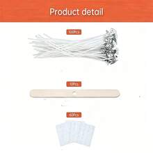 100入預蠟低煙蠟燭芯組含底座與黏貼點，DIY蠟燭製作材料，適用於大豆蠟、蜂蠟，派對裝飾、節日禮物、居家芳療 - A-100個 - 查看 6