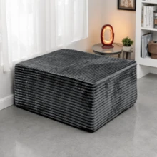 ​1-Piece Cloud Modular Sofa Chair, No Assembly Boneless Sectional Couch Piece, Grey Plush Corduroy Lazy Floor Chair For Apartment & Dorm - Grey1 - View 6