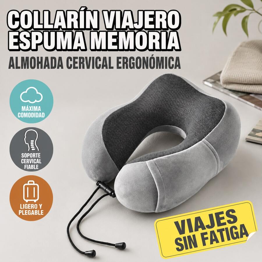 Travel Cervical Pillow Without Head Droop, Ergonomic U-Shaped Cervical Pillow Made Of Memory Foam, 360° Cervical Support For Naps On Airplanes, In Cars And In Offices, Washable Cover. - Grey - View 1