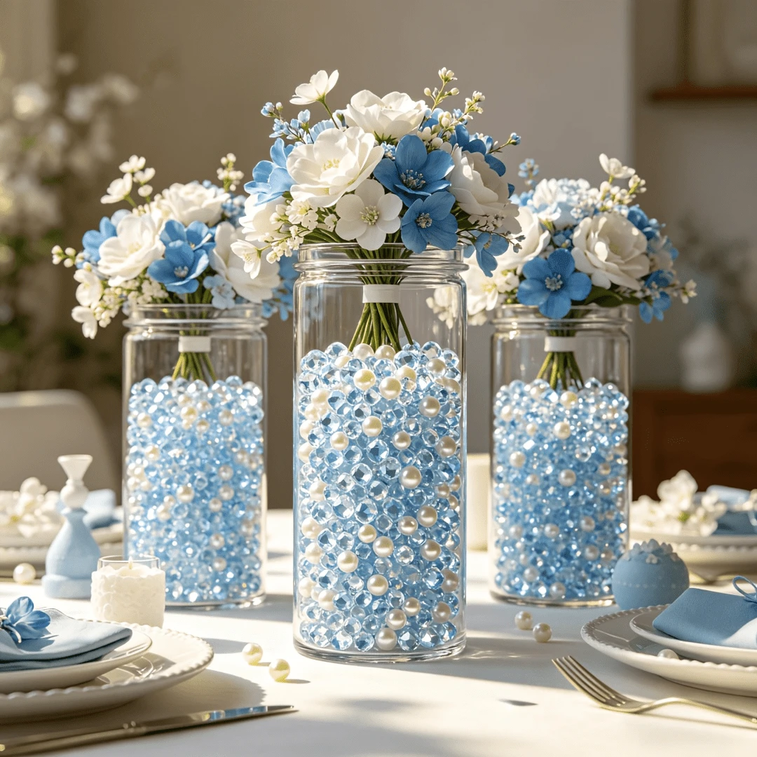 3000pcs Mini Blue Acrylic Rhinestones Clear Acrylic Mini Crystals Suitable For Vase Fillers, Handmade Gemstones Wedding Accessories, Wedding Decor, Table Centerpieces Outdoor Spring Decor, Balcony, Summer Home Decor - 3000pcs - View 1
