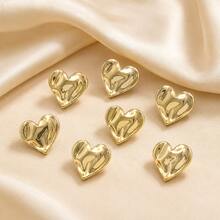 10pcs Heart-Shaped Metal Buttons, Gold/Silver/Champagne Color Decorative Replacement Buttons, Suitable For Cardigan, Shirt, Jacket DIY Clothing Repair And Craft - 10pcs - View 16