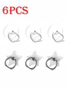 6pcs Transparent Cartoon Phone Stands, Foldable Ring Holder Stands, Animal, Round, Small Flower Shaped Phone Stands Compatible With IPhone, Android Phone, Gift For Birthday, Family, Friends Finger Ring Holder, Phone Grip, Phone Accessories - Multicolor - View 16