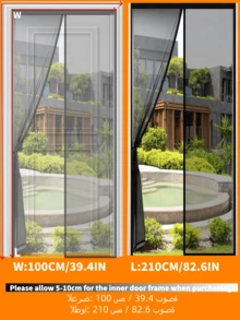 Mosquito Coil, Mosquito Repellent, Summer Door Curtain, Mosquito Repellent Door Curtain, Magnetic Door Curtain, Thermal Insulation Door Curtain, Magnetic Door Curtain Fabric Curtain, Mosquito Window Screen, New Magnetic Mosquito Net Door Screen, Width 100/120/140cm Length 240cm - Fine Mesh Material, Tent Mosquito Net With Full Magnets, It Can Be Closed Separately For Balcony, Easy To Install (Black/White) Summer Mosquito Repellent Screen Door Curtain/Magnetic Mosquito Net/Mosquito Net/Mosquito Net Curtain For Door/Apalus Magnetic Mosquito Net/Mosquito Net For Entrance Door - Black - View 17