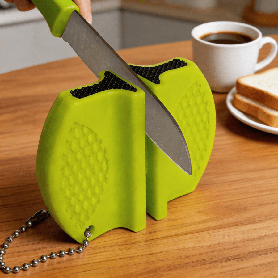 Cute Butterfly Design Small Handheld Knife Sharpener, Reusable Kitchen Sharpening Tool With Anti-Scratch Grinding Groove & Hangable Metal Chain, Mini Portable Blade Polisher For All Straight Kitchen Knives Household Daily Food Prep Helper ﻿