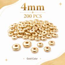 100-200-300-500-600pcs 4mm 6mm CCB Pendant Spacer Beads Gold Beads Wheel Beads Flat Round Loose Beads DIY Jewelry Making Material Accessories - Gold - View 8