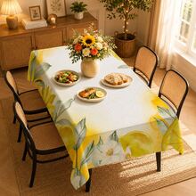 1pc, Home Decor, Lemon Pattern Printed Tablecloth - 100% Polyester, Rectangular, Woven, Suitable For Home Kitchen Dining Room, Party Dinner, Picnic Camping, Date, Wedding, Theme Party Decoration, Indoor And Outdoor Use - Multicolor - View 2