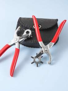 Heavy Duty Leather Punch Pliers With Powerful Grip Design, Unisex, Durable Material, Easy To Use, Quick To Learn, Professional Tool For Handmade Leather Goods, Leather Crafting Accessory, Ideal For Crafters, Suitable For Gift Or Personal Use - Red - View 4