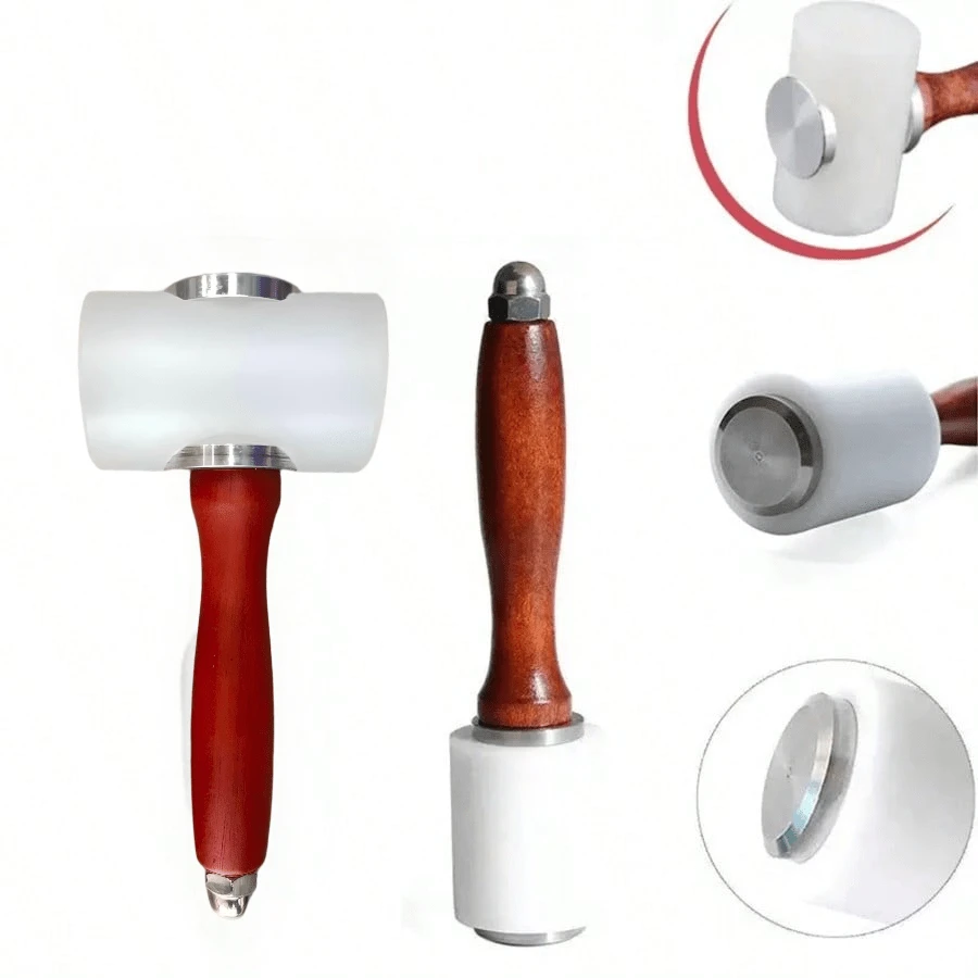 T-Head Nylon Leather Carving Mallet, Wooden Handle Leather Craft Hammer For DIY Leather Stamping Punching Sewing Handmade Tool - A - View 1