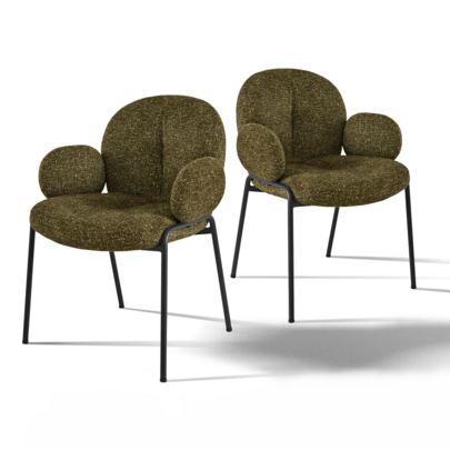 Goeurvant Lot de 2/4/6 Chaises de salle à manger style scandinave moderne, Fauteuil pour coiffeuse & bureau, Siège ergonomique pour cuisine, salon & chambre,Boucle/Vert olive