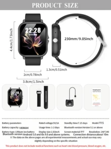 1.83 Inch Smart Watch For Men And Women, 1pc, Can Receive Calls, Messages, Time, Alarm, Pedometer, Multiple Sports Modes, Compatible With Android And IOS, Suitable For School, Sports, Party, Birthday, First Choice Gift - Multicolor - View 12