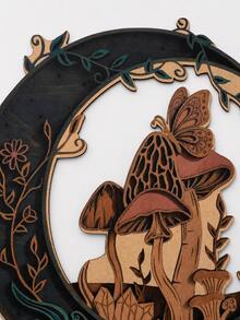 1pc 2D Flat Crescent Moon Wall Decor Plaque, Dark Pastoral Mushroom Butterfly Floral Wall Hanging, Mysterious Bohemian Plant Crystal Vine Wall Ornament, Gothic Crescent Moon Mushroom Wall Plaque, Magic Forest Butterfly Floral Crescent Moon Wall Hanging, Vintage Pastoral Floral Mushroom Crescent Moon Wall Decor, Occult Witchcraft Crystal Mushroom Wall Ornament, Goblin Natural Greenery Crescent Moon Decor Plaque - Multicolor - View 12