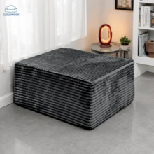 ​1-Piece Cloud Modular Sofa Chair, No Assembly Boneless Sectional Couch Piece, Grey Plush Corduroy Lazy Floor Chair For Apartment & Dorm - Grey1 - View 4