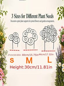 Garden Metal Plant Support Ring, Peony Cage Dahlia Cage Flower Hoop, Decorative Stackable Indoor Plant Support Stake, Indoor Flower Pot, Outdoor Orchid Clip - Multicolor - View 8