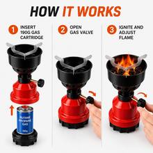 Portable Flame Gas Coal Lighter Burner Compatible With 190g Gas Cartridge - Blue - View 6