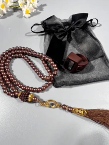 Muslim Prayer Beads Electronic Counting Ring + 99 Beads Set, Clear Digital Display, One-Click Reset, Easy Operation, Adjustable Ring, Comfortable And Durable, Portable And Compact For Carrying, Dedicated Set For Islamic Religious Prayer And Recitation - Multicolor - View 7