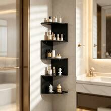 5-Tier Bathroom Wall-Mounted Storage Shelf, Triangle Corner Wall-Hanging Organizer, Essential Storage Solution For Small Apartments And Renters - Multicolor - View 8