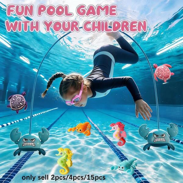 Summer Kids Pool Water Toys Diving Gate Crab Diving Gate Pool Exploration Game Ocean Animal Pool Treasure Hunt Teaching, Includes Lobster, Seahorse, Turtle, Children's Day Gift, Diving Set, Summer Pool Beach Play And Holiday Birthday Gift