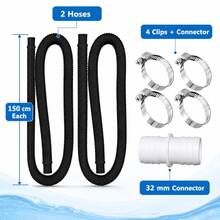 2er Set Poolschlauch 32mm, 150cm Weißer Wellschlauch Für Poolpumpe Mit 4 Befestigungsclips Und Verbinder, Flexibler PE Ersatzschlauch Für Filteranlage, Kleine Pools, Spa, Teich Und Garten Wasserbereic - Weiß - Übersicht 3