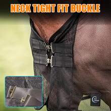 1pc Horse Fly Mask, Breathable Micro-Pore Mosquito Net, Adjustable Strap, Lightweight Nylon Horse Cover, Prevent Fly Bites (70"-72") - Black - View 9