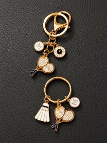 Llavero personalizado para entusiastas de los deportes, colgante de raqueta de tenis & raqueta de bádminton, amuleto de bolso de aleación, accesorio decorativo diario para mochila, regalo para niños y niñas - Multicolor - Ver 3