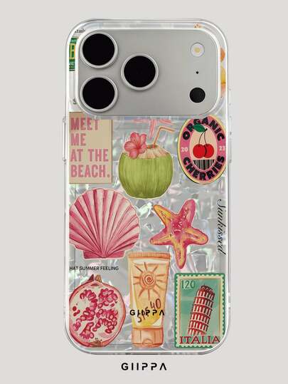 GIIPPA 1pc Vacation Style Ocean & English Letter Slogan Pattern Design Phone 17 Pro Max Phone Case, Compatible With Phone 16 Pro Max, 15 Pro Max, 14 Pro Max, Korean Style High-End Fashion Fun Phone Case, Compatible With 11/12/13/14/15/16 Pro Max Plus, Elegant Design Suitable For Men And Women, Perfect Gift For Girlfriend On Christmas, Valentine's Day, Easter, Wedding Season And Birthday!