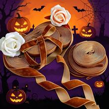 Pita Beludru Cokelat Muda 5 Yard, Gaya Klasik yang Lembut, Cocok untuk Kemasan Kotak Hadiah, Dekorasi Pohon Natal, Pita Buatan Tangan, Dekorasi Kerajinan, Pilihan DIY Halloween dan Natal Serbaguna (0,6cm/1,0cm/1,5cm/2,0cm/2,5cm) - Cokelat muda - View 3