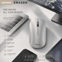 Lenovo N320 Ergonomic Optical Tracking Silent Bluetooth + 2.4G Wireless Mouse, Silver, Computer Mouse, Office Mouse, Compatible With PC And Phone - View 3