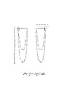 1 Pair Exquisite Elegant Lip-Shaped Chain Layered Earrings For Women, Sparkling Gold Tassel Ear Drops, Geometric Pendant Ear Jewelry Suitable For Ladies Evening Parties And Daily Wear - Multicolor - View 7