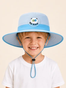 Balabala Sombrero de cubo para niños, sombrero de playa con protección solar de dibujos animados, unisex - tono gris - Ver 3
