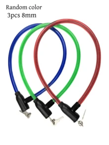 1/2/3pcs Random Color Bicycle Steel Wire Lock, Steel Cable Lock, Straight Key Anti-Theft Lock, Mountain Bike Colorful Steel Wire Lock - Multicolor - View 7