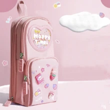1pc Creative Telescopic Pencil Case Student Stationery Storage Bag Cute Solid Color Pen Holder Cute Pencil Cup Girls Gift Pencil , First Day Of School - Multicolor - View 8