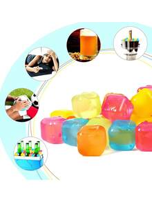 1/5/10/20pcs Reusable Plastic Ice Cubes, Washable And Freezable Ice Cubes, Suitable For Coffee, Bar Parties And Holiday Celebrations - Christmas, Easter, Thanksgiving, Back To School - Multicolor - View 3