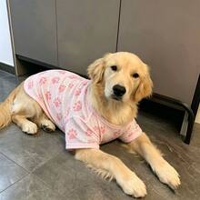 1pc Cute Pink Paw Breathable Comfortable Pet Vest, Dog Clothes For Medium To Large Dogs Golden Retriever Border Collie Labrador - Pink - View 7