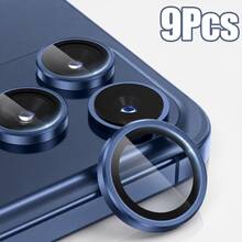 CASECOPS 9片裝藍色CD圖案環形相機鏡頭保護膜，附安裝工具組。適用於 17 Pro Max/17 Pro/17 Air/17e/17、16 Pro Max/16 Pro/16 Plus/16e/16、15 Pro Max/15 Pro/15 Plus/15、14/13/12/11及其他機型。採用AR高品質9H硬度鋼化玻璃搭配鋼化玻璃金屬環，高清晰度、防摔、防油、防刮、防指紋、防塵 - 9片 - 查看 26
