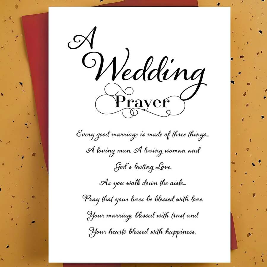 1pc Heartwarming Wedding Greeting Card For Bride And Groom, Newlywed Couple – Calligraphic Prayer Text Hand-Drawn Script Design, Spiritual Blessing Card, With Envelope