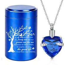 2 Pieces Set Small Urn Cremation Jewelry Necklaces For Ashes Stainless Steel Keepsake Urns Memorial Locket Mini Ash Holders Waterproof For Human Adult Female Male Family Loved One - Multicolor - View 10