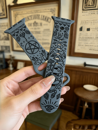 3D Witch Occult Engraved Watch Band For Apple Watch Band 38mm 40mm 41mm 42mm 44mm 45mm 46mm 49mm Compatible With IWatch 11 10 SE Ultra 9 8 7 6 5 4 3 2