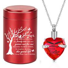 2 Pieces Set Small Urn Cremation Jewelry Necklaces For Ashes Stainless Steel Keepsake Urns Memorial Locket Mini Ash Holders Waterproof For Human Adult Female Male Family Loved One - Multicolor - View 9