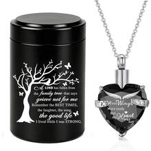 2 Pieces Set Small Urn Cremation Jewelry Necklaces For Ashes Stainless Steel Keepsake Urns Memorial Locket Mini Ash Holders Waterproof For Human Adult Female Male Family Loved One - Multicolor - View 11