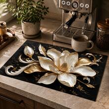 1pc 3D Floral Pattern Diatomaceous Earth Absorbent Mat, Non-Slip Heat-Resistant Water-Absorbing Pad, Suitable For Kitchen Countertop, Coffee Machine, Tableware, Home, Cafe, Bar, Party Decoration, Placemat Gift - Multicolor - View 3