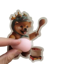 3D Sticker 1片/2片/5片創意炸雞貼紙柴犬肚皮狗貼紙肚皮狗系列印花貼紙剪貼簿裝飾 - 駝色 - 查看 8