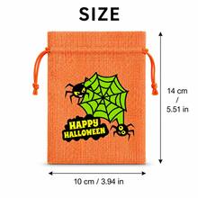 12 Halloween Decorative Gift Bags, Colorful Holiday Burlap Pouches With Drawstrings, 6 Unique Designs Including Bats, Pumpkins, Ghosts, Perfect For Gift Wrapping During Halloween Celebrations - Multicolor - View 2