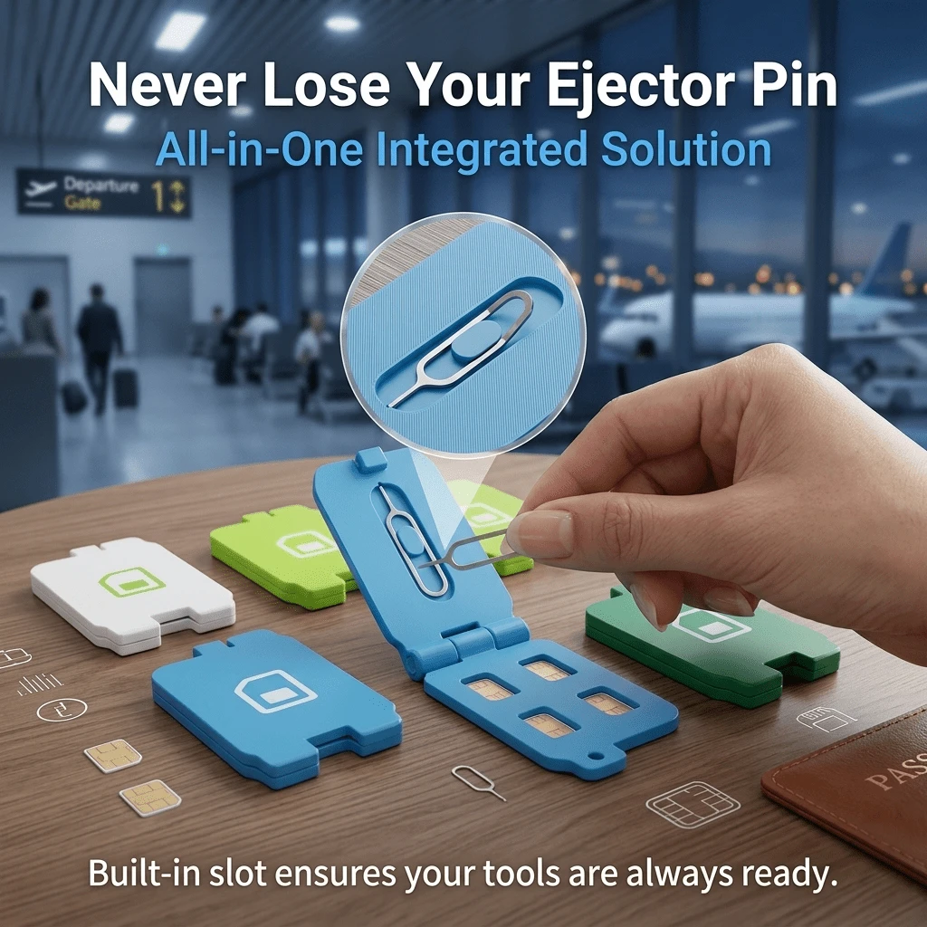 1pc, 2pcs, 3pcs Foldable SIM Card Ejector Tool Set, Multi-Slot SIM Card Holder Locator, Portable Anti-Loss Phone SIM Card Ejector Assistant Storage Box, Suitable For Travel SIM Card Replacement, Cross-Border Roaming Card Management, Multi-Device SIM Card Storage And Daily SIM Card Use - Multicolor - View 1