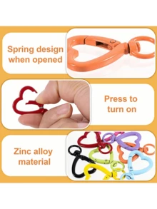 10/30pcs Colorful Rotating Heart-Shaped Lobster Clasp Hooks, Suitable For Bags, Dog Leashes, DIY Jewelry Making Accessories - Heart-shaped Keychain - View 4