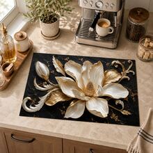 1pc 3D Floral Pattern Diatomaceous Earth Absorbent Mat, Non-Slip Heat-Resistant Water-Absorbing Pad, Suitable For Kitchen Countertop, Coffee Machine, Tableware, Home, Cafe, Bar, Party Decoration, Placemat Gift - Multicolor - View 5