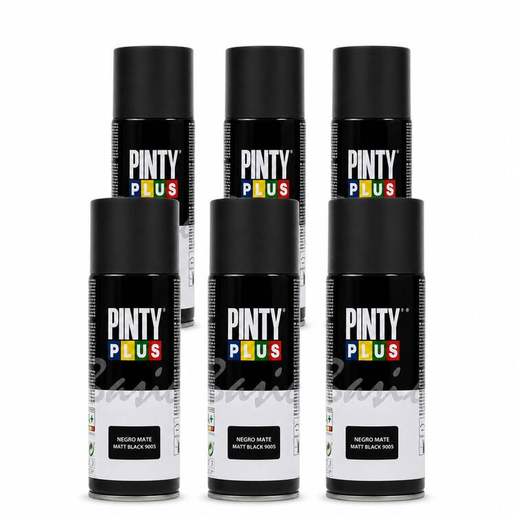 Pintura spray color 2/4/6 uds varios acabados 520CC-400ml - Negro mate-143 - Añade 3
