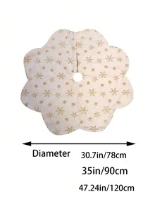 1pc Christmas Tree Skirt Shiny Snowflakes Luxury Plush Tree Decoration Holiday Romantic Decor Xmas Party Home Market Indoor Outdoor - Silver - View 2